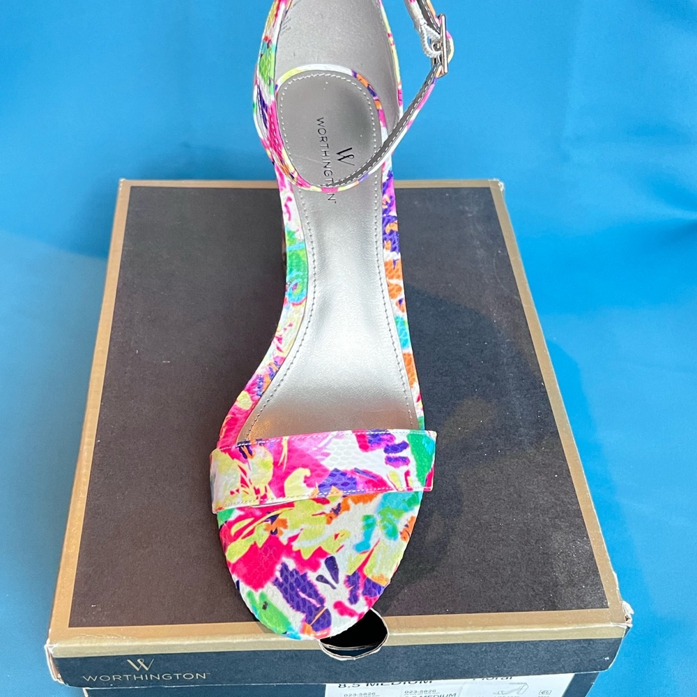 Worthington Women's Multicolor Ankle Strap Heels